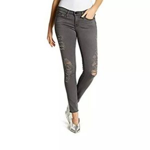 Frame Denim Gray Distressed Le Skinny de Jeanne 28